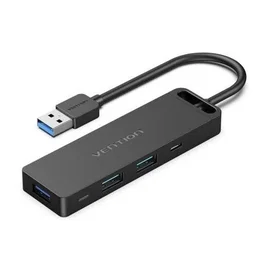 Vention Docking USB 3.0 CHVBB con 3 puertos USB, 1 Micro USB PD, lector de tarjetas SD y MicroSD, Negro